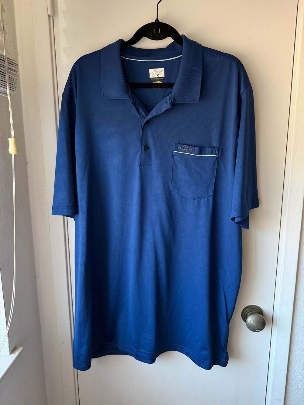 Greg Norman Play Dry Men's Blue Short Sleeve Golf Polo Shirt